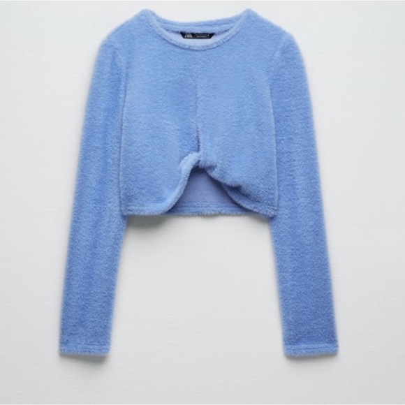 ZARA Soft Cut Out Crop Top Sweater BNWT - Picture 2 of 6